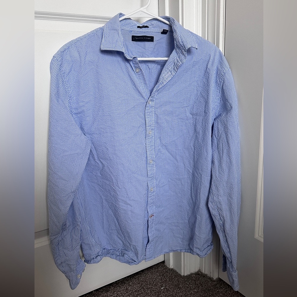 Tommy Hilfiger Men's Blue Striped Shirt